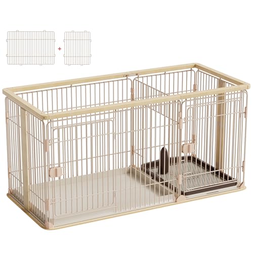 WWI 犬用 ケージ ペットサークル 犬 サークル 幅145*奥行き68*高さ70cm 室内サークル トイレトレーニング出来る しつけできる 犬トイレ&ペットマット付き 室内 お手入れ簡単 木製風 の商品画像 7