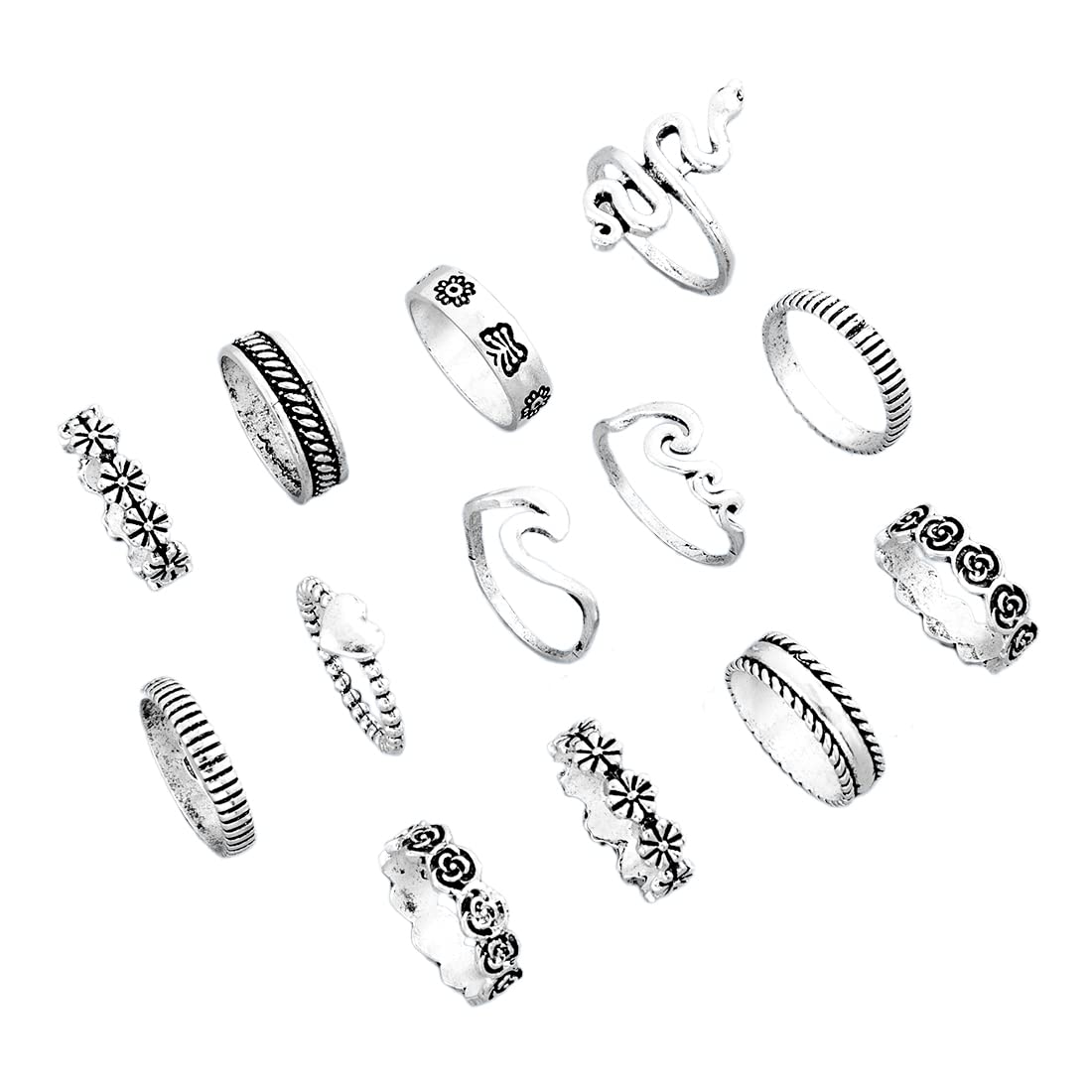Shining Diva Fashion Latest Stylish Metal Boho Midi Finger Rings for Women and Girls - Set of 13 (rrsd14170r), Silver (B0B5LFFKM7) Amazon Price History, Amazon Price Tracker