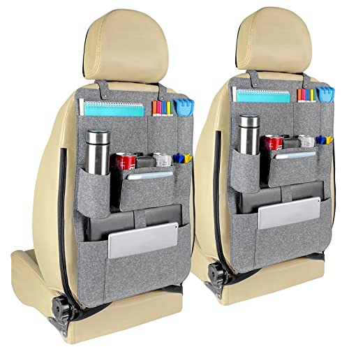 Firschoie Organizador para asiento de coche, protector de asiento coche, Protección del respaldo de fieltro, Organizador de asiento de coche con correas de hombro ajustables de longitud
