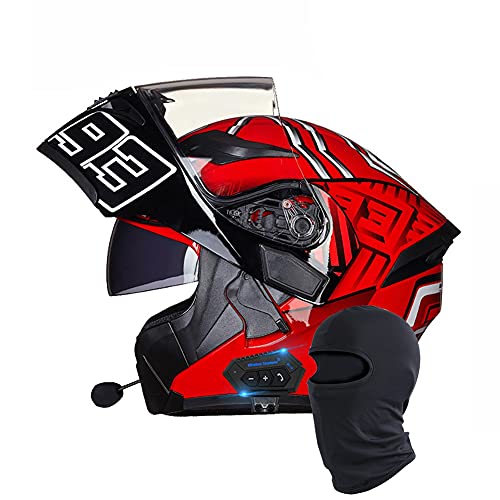 Letetexi Casco de Motocicleta con Bluetooth Integrado Certificado ECE/Dot Modular Bluetooth Integrado Casco de Moto intercomunicador FM MP3 Casco Anticolisión para Hombres y Mujeres 55~65cm