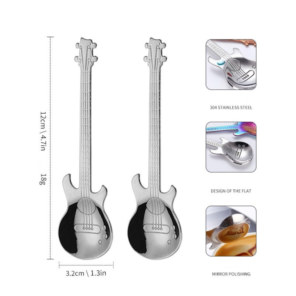 Cucchiaini da Caffe Chitarra Mini Cucchiaini da caffè 7 pz Acciaio Inossidabile Cucchiaini da Cucina Zucchero per tè, caffè, Dessert, Gelato, Miscelazione, Frappè, Milkshake, Drink