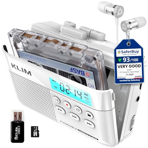 KLIM K7 Cassette Tape Player - Cassette to MP3 Converter - Portable - Built-in Microphone & Speaker...