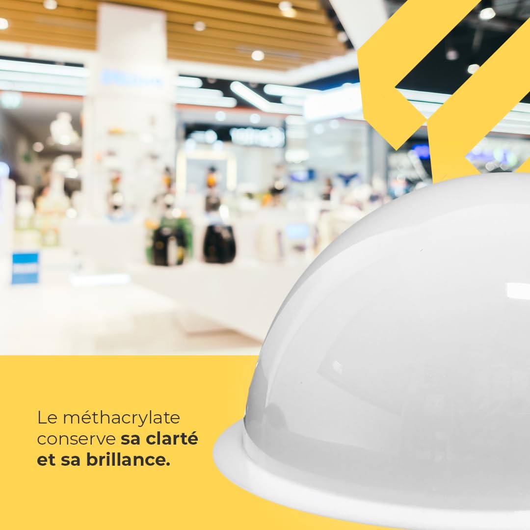 Demi-sphère avec Rebord - Acrylique - Idéal pour des projets de décoration - Intérieurs et extérieurs - Blanc Opale - Dimensions : Ø45cm