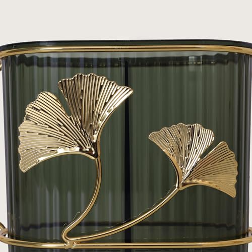 Image of HOME 360 Gingko Leaves Cutlery Holder - Decorative Metal & Acrylic Spoon Stand for Kitchen Table | Use for Dining Table & Kitche Decor | 18x16 cm Gold Finish Organizer
