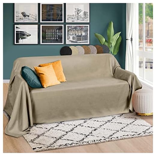 Beautissu Manta Romantica 210x280 cm en óptica de Piel de Ante en Natural