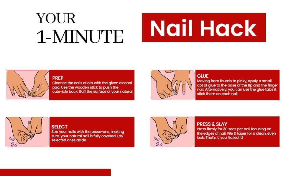 Image of Classic Red Glossy Press On Nails | Almond Shape Fake Nails | Reusable Stick On Nails for Women | Salon Finish (24 Pcs Nail Kit)