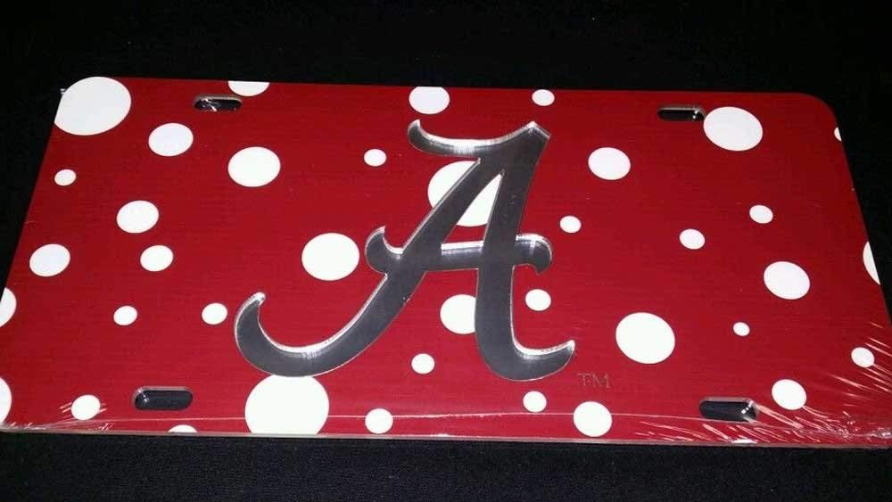 Craftique The University of Alabama Polka Dot Laser Cut Inlaid Mirror Tag