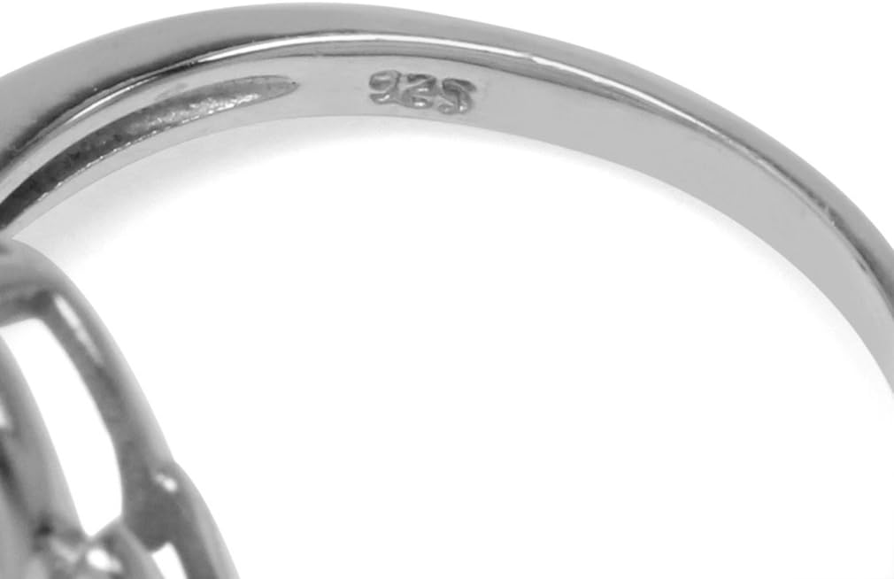 Silvershake 10X7mm Pear Shape Cabochon Gemstone White Gold Plated 925 Sterling Silver Triquetra Trinity Celtic Knot Solitaire Ring Jewelry for Women