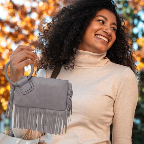 Image of NGIL Faux Leather Mini Wristlet Purse | Women's Handbag, Fashion Wristlet Wallet, Compact Everyday Purse with Fringe Tassel