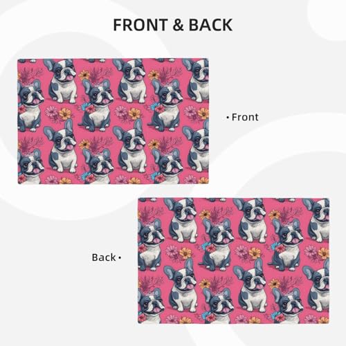 Set de table lavable et résistant à la chaleur motif bouledogue x4
