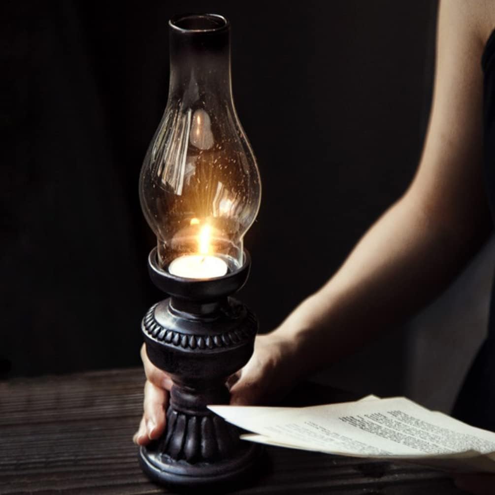 Kerosene Lamp, Oil Lamp Retro Oil Lamp Model Glass Kerosene Lamp Transparent Desktop Oil Lamp Home Decorations Resin Candle Holder Photo Props