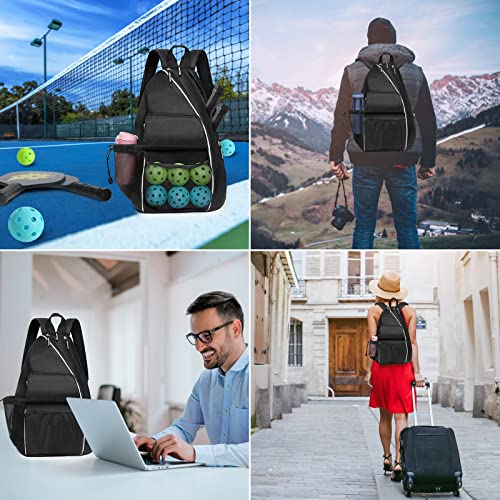 Pickleball Bags For Men Women, Adjustable Pickleball Backpack , Large Capacity Sports Bag, Squash,Tennis Racket,Sling Bags, Cross-Body Sports Backpack With Fence Hook ,Fits For 4 Pickleball Paddles #TOP5