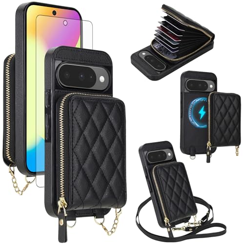 Housse Google Pixel 9 et 10 5G cadeau idéal femme étui porte-carte noir
