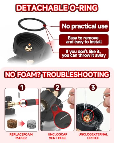 Image of Foam Cannon for Pressure Washer with 1 /4 inch Quick Connector, Wide Mouth Foam Cannon, Adjustable Soap Cannon for Car Wash, Additional 1.1mm Orifice Nozzle (Grey)