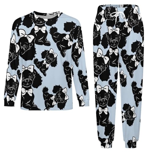 Poodle Men’s Pajama Set Long Sleeve Top And Pants Loungewear Sleepwear Pjs Nightwear3