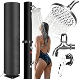 Qdreclod Solardusche Garten 40 Liter, Gartendusche Aussendusche Solar mit Drehbarer Duschkopf und Wasserhahn, Ohne Stromanschluss, Warmes Wasser bis 60°C, Outdoordusche Solar für Garten, Pool, Strand