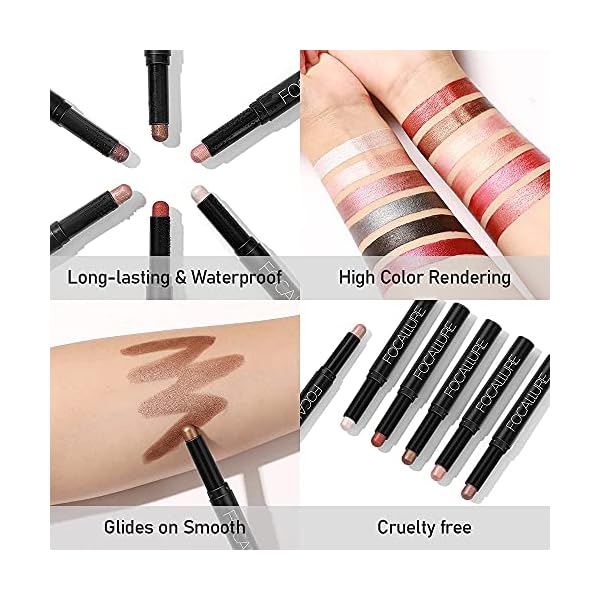 FOCALLURE 3 Pcs 2 in 1 Eyeshadow and Eyeliner Pen, Shimmer Eye Shadow Pencil, High Pigmented Eyeshadow, Highlighter Eye Liner, Multi-Dimensional eyes Look, FA38-11116-123