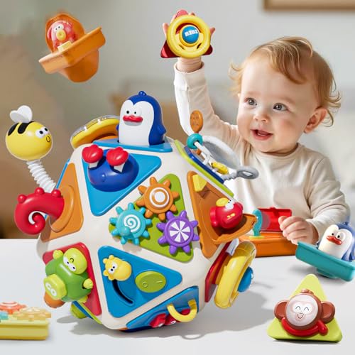 Vanvimen 20-in-1 Toddler Busy Board Activity Cube Toys, Montessori Toy