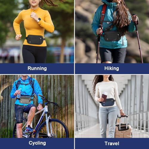 Aucuu Geldgürtel für Damen und Herren, Diebstahlsicher Flache Bauchtasche mit RFID-Schutz, Ultraflach Versteckte Geldgürtel, Reise Bauchtasche für Reise Sport, Passt für Reisepass, Telefon und Bargeld