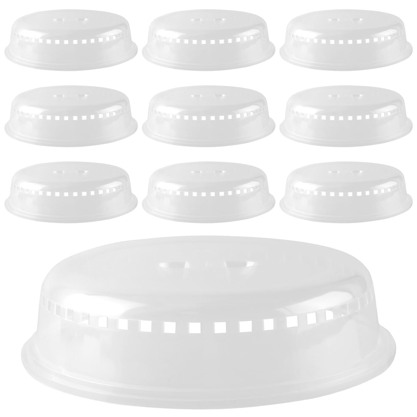 MAHIONG 10Pcs Microwave Plate Covers, 26cm Microwave Cover for Food, Transparent Dish Covers, Plastic Food Cover for Plates and Dishes