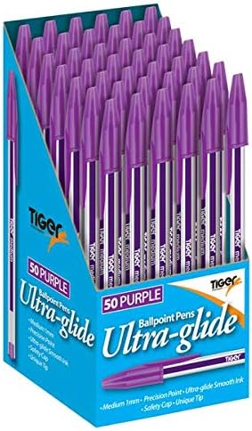 20 Purple Ballpoint Pens Medium Point (1.0 mm)  Purple, Pack of 20 Ultra-Glide Ballpoint Pens Smooth Ink - TG
