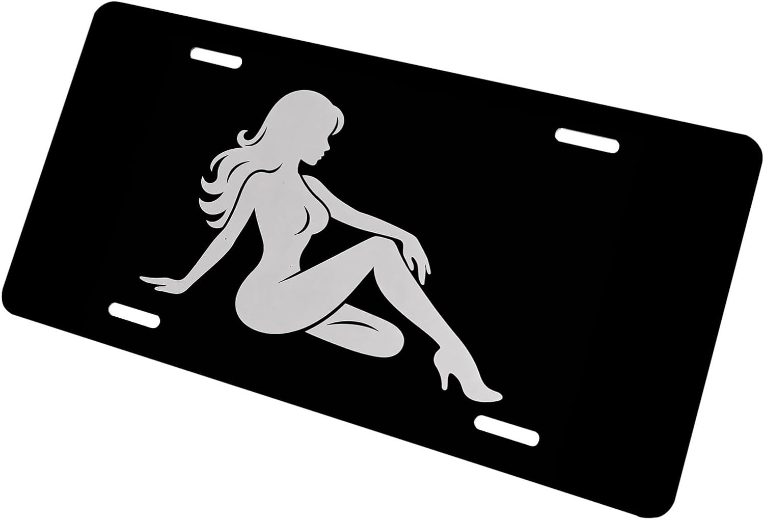 Pin Up Girl Front License Plate for Men Female Retro Vintage Glamour Car Vanity Plates Decorative Aluminum Metal Cute Novelty License Plate for Women 6x12 Inch (4 Holes)