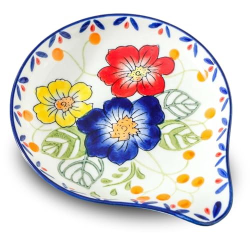 Image of Farmhouse Hand Painted Ceramic Spoon Rests Holder for Kitchen Counter Stove Top (Model B)
