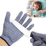 Runmeihe Schnitzhandschuh Kinder, Verschleißfest Arbeitshandschuhe Kinder mit Stufe 5 Schutz, Handschuhe Arbeitshandschuhe für Jungen (8-12 Jahre alt) (blau)