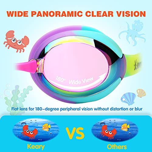 Image of Keary Kids Swim Goggles for Toddler Children Girls Boys Youth, Anti-Fog Waterproof UV Protection Clear Vision