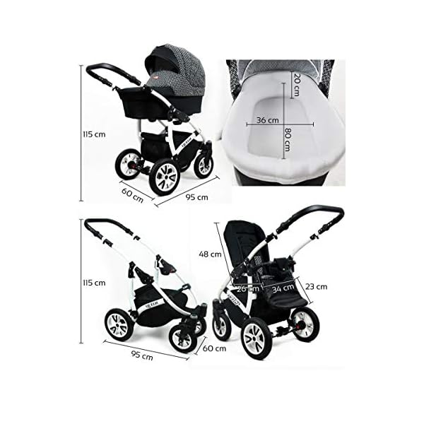 Kinderwagen 3in1 2in1 Set Isofix Buggy Babywanne Autositz Queen by SaintBaby Mint 2in1 ohne Babyschale – Bild 6