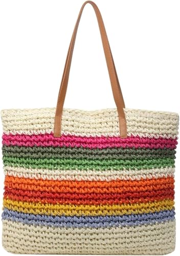 Sac de paille tressé arc-en-ciel pour célébrer la liberté de l'été