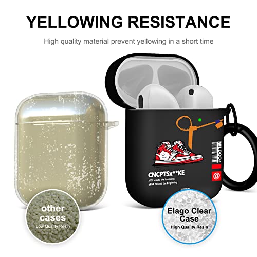 Ejmm For Airpods Case, Cool Sports Shoes Design Tpu Protective Accessories With Keychain Compatible Airpods 1St And 2Nd Generation For Men Boys Teen Girls,Black Red Shoes #TOP5