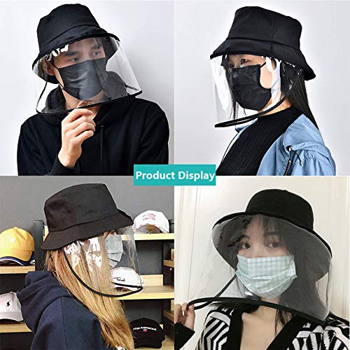 TOCESS Face Shield Hat Protective Hat with Face Shield for Women Kids Toddler Safety Hat Face Shield Bucket Boonie Hat for Outdoor Protection Black