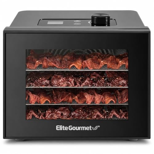 Elite Gourmet Food Dehydrator, Stainless Steel Trays Food Dehydrator, Adjustable Temperature...