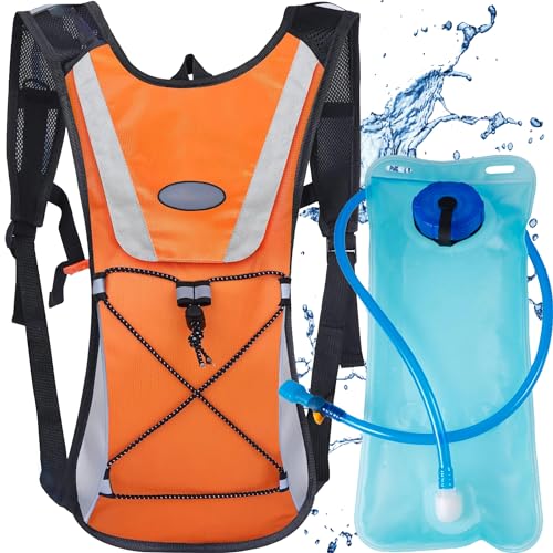 XFLYP Mochila Hidratación 5L con Bolsa Agua 2L (Naranja)