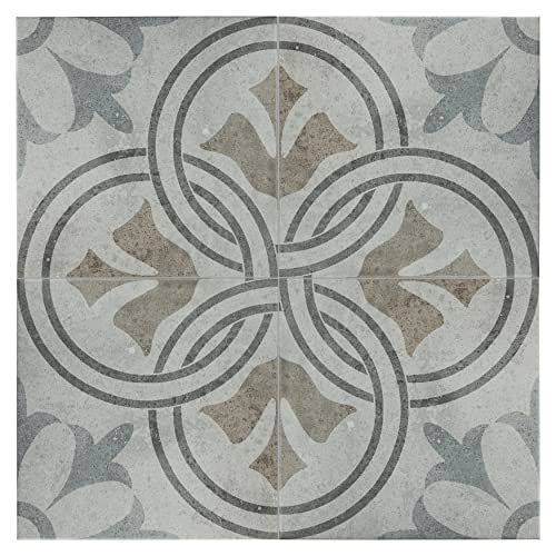 Somertile Llanes Perla Valencia Encaustic 13.13" X 13.13" Ceramic Floor And Wall Tile #TOP7