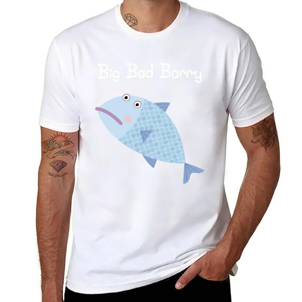 TRdUaNGS Big Bad Barry T-Shirt Blank t Shirts t Shirts Workout Shirts for Men White M