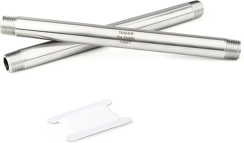 Miniatura 52 de TAISHER 2 accesorios de tubería de acero inoxidable, 1/4 pulgadas NPT x 1/4 pulgadas NPT macho roscado, tubo fundido de pezón de 10 pulgadas