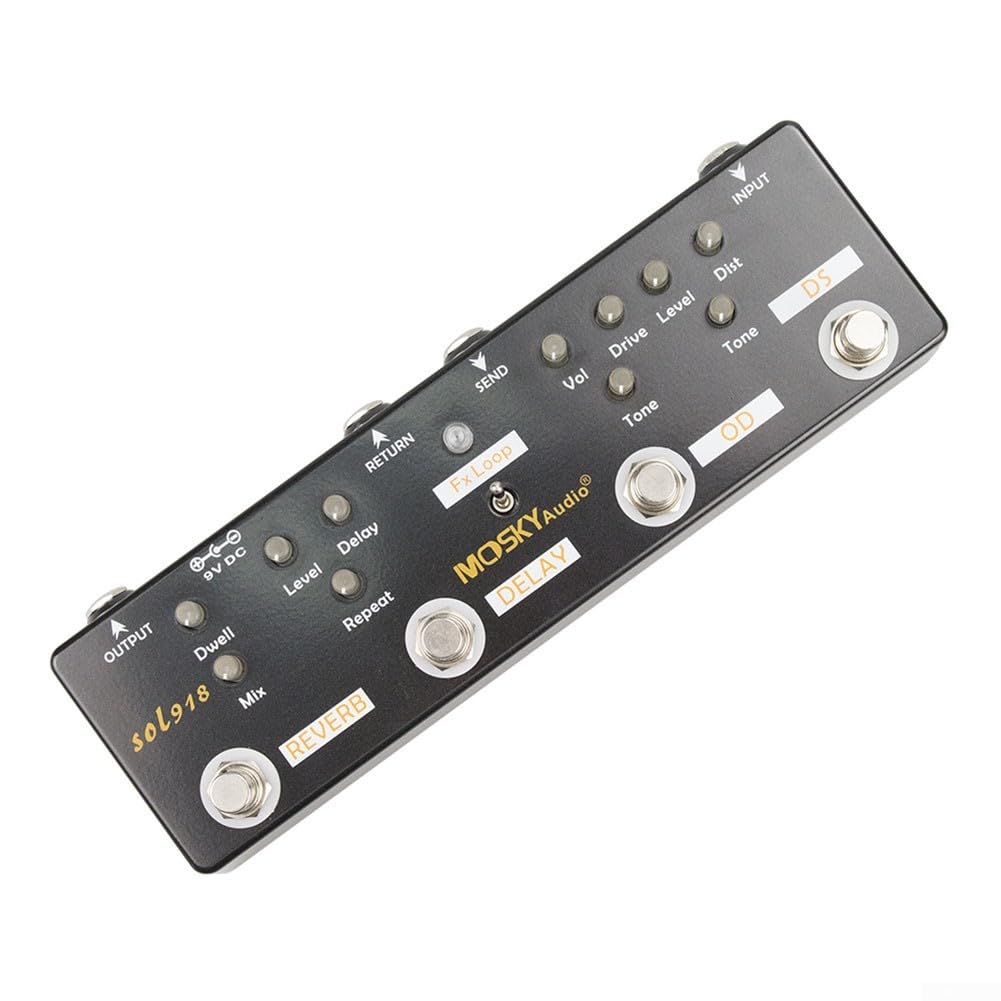 Pedal de efectos de guitarra de 5 vías con distorsión dedicada Overdrive Delay Reverb y circuitos de bucle para opciones de tono