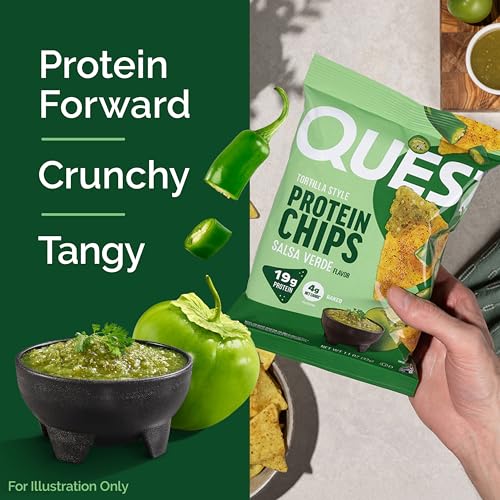 Image of Quest Nutrition Tortilla Style Protein Chips, Salsa Verde, 19g of Protein, 4g Net Carbs, Gluten Free, 1.1 Ounce, 4 count