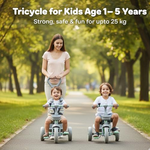Image of Tricycle for Kids, with Parental Control, Tricycles for Kids 2 to 5 Years Boys and Girls, Cycle for 1+ Children, Bike with EVA Tech Wheels, Super, Sea Green