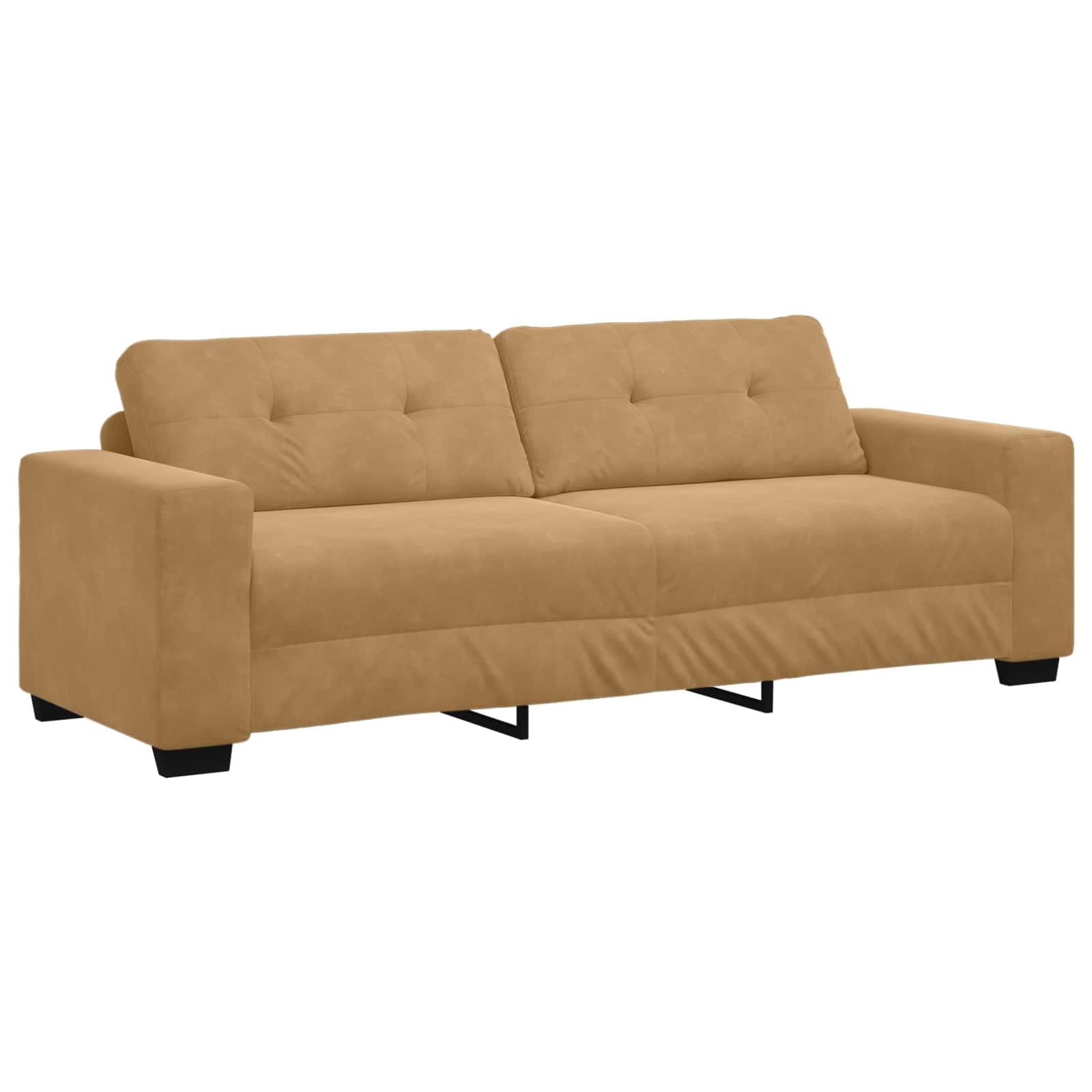 Juego de 2 sofás de terciopelo marrón, juego de 2 y 3 sofás con reposabrazos anchos y acolchado, juego de sofá para salón y oficina, cómodo grupo de asientos de tela de terciopelo suave