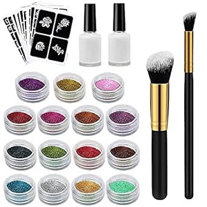 Xpassion Tattoo-set met tijdelijke glitter, voor kinderen, tieners en volwassenen, met 15 kleuren glitters, 48 vellen, uniek thema-tattoosjabloon
