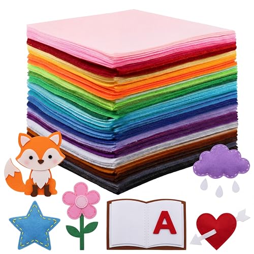 Image of Moukeren 180 Pcs 6 X 6 Inch Felt Sheets, 20 Colors | Stiff Fabric Squares Ideal Craft Sewing, DIY Patchwork Projects, Nonwoven Material, Bulk Supply Holiday and Festival Decor