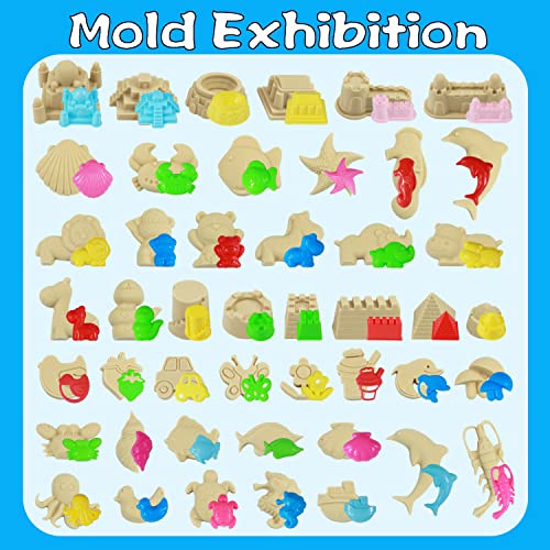 Fyz Brothers Play Sand Kit For Kids, 54Pcs Sandbox Toys Set For Boys Girls, 3Lbs Beige Sensory Sand Toys With Inflatable Tray And Storage Box #TOP4