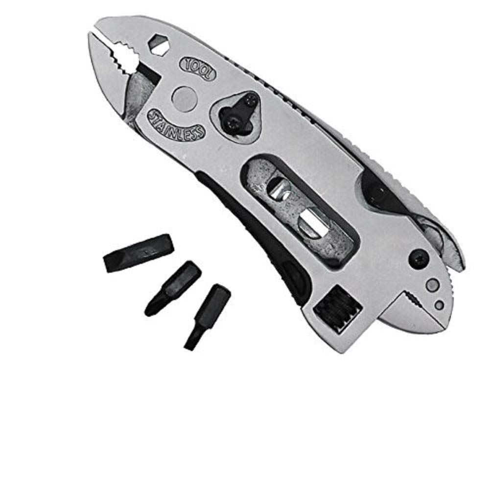 Driak 5 in 1 Multifunctional Stainless steel Set ,Adjustable Wrench Jaw+Pliers +Screwdrive knife+Knife for Emergency Equipment