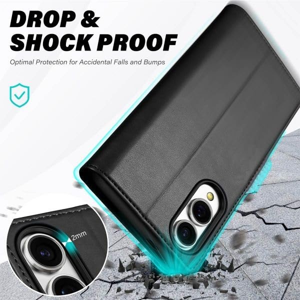 Image of WHITBULL Smart Magnetic Closer Flip Cover Compatible with Samsung Galaxy S25 Edge 5G (Black)