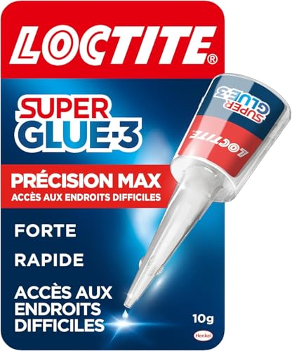 Loctite – Super Glue-3 Précision Max (flacon de 10 g) – Colle forte pour réparations précises – Colle liquide tous matériaux – Transparente à séchage rapide