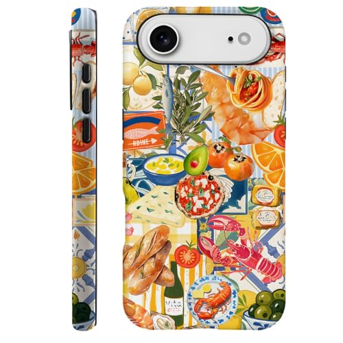 DAIZAG Case Compatible with iPhone 17 Air,Durable Shock Protection Cover for Girl Women,Collage Food Fish Bright Yellow