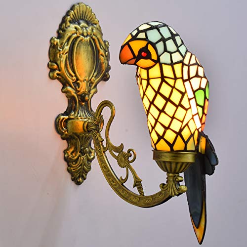 Applique murale style Tiffany lampe de chevet vitrail perroquet jaune - 5